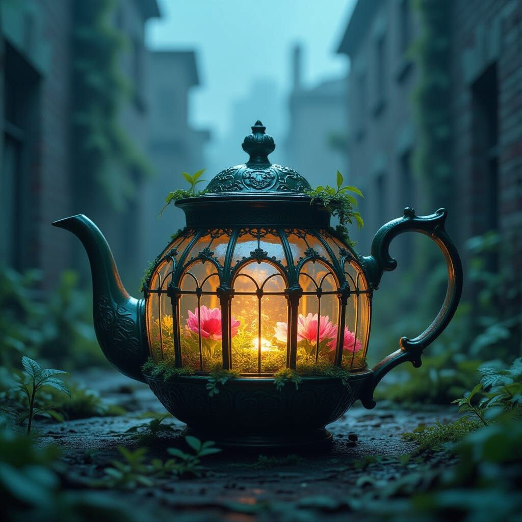 Théière terrarium   by @Nemelyne