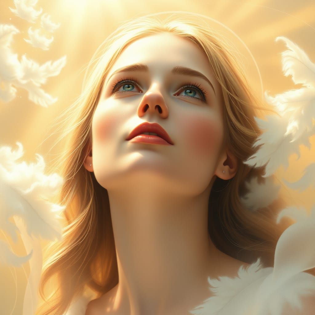 a mysterious woman - Ethereal Woman in Heavenly Light