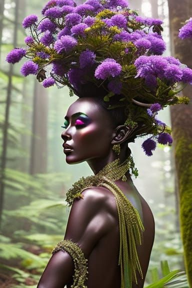 Ornate Forest Dryad Statue in Ethereal Fantasy Art