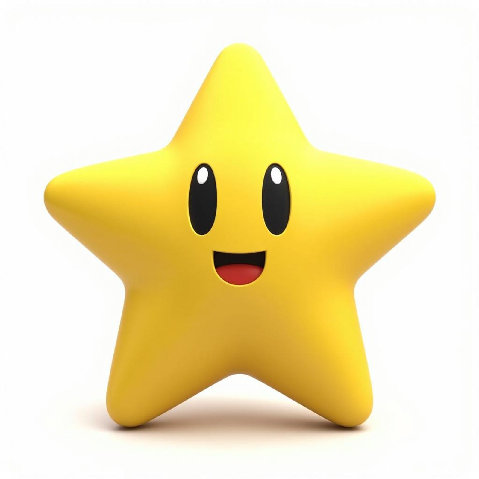 Super Star from super mario game with a smiley face, on white plain