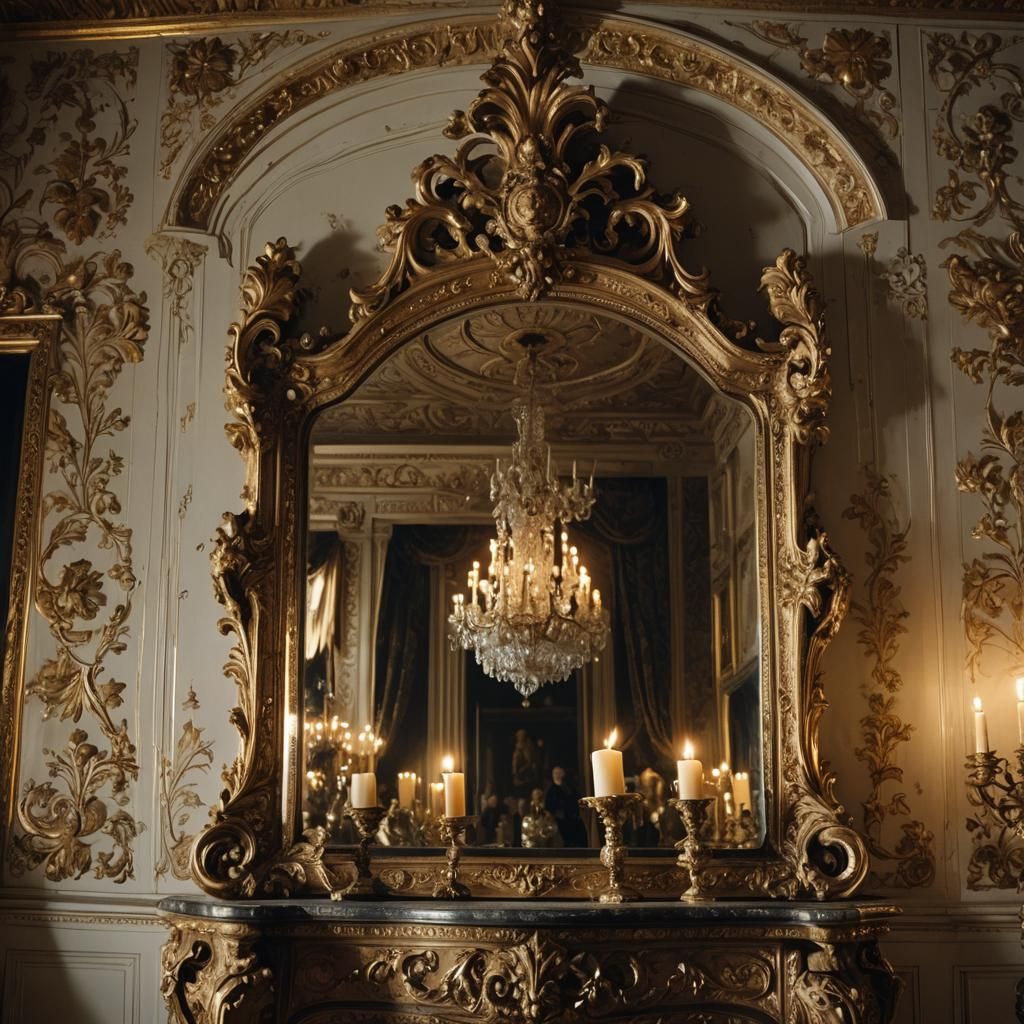 Baroque Queen's Bedroom with Antique Mirror