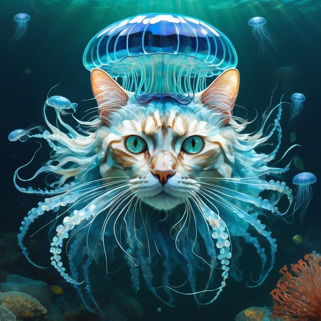 (Jellyfish cat "anatomical hybrid"1.6) (cat head with jellyfish