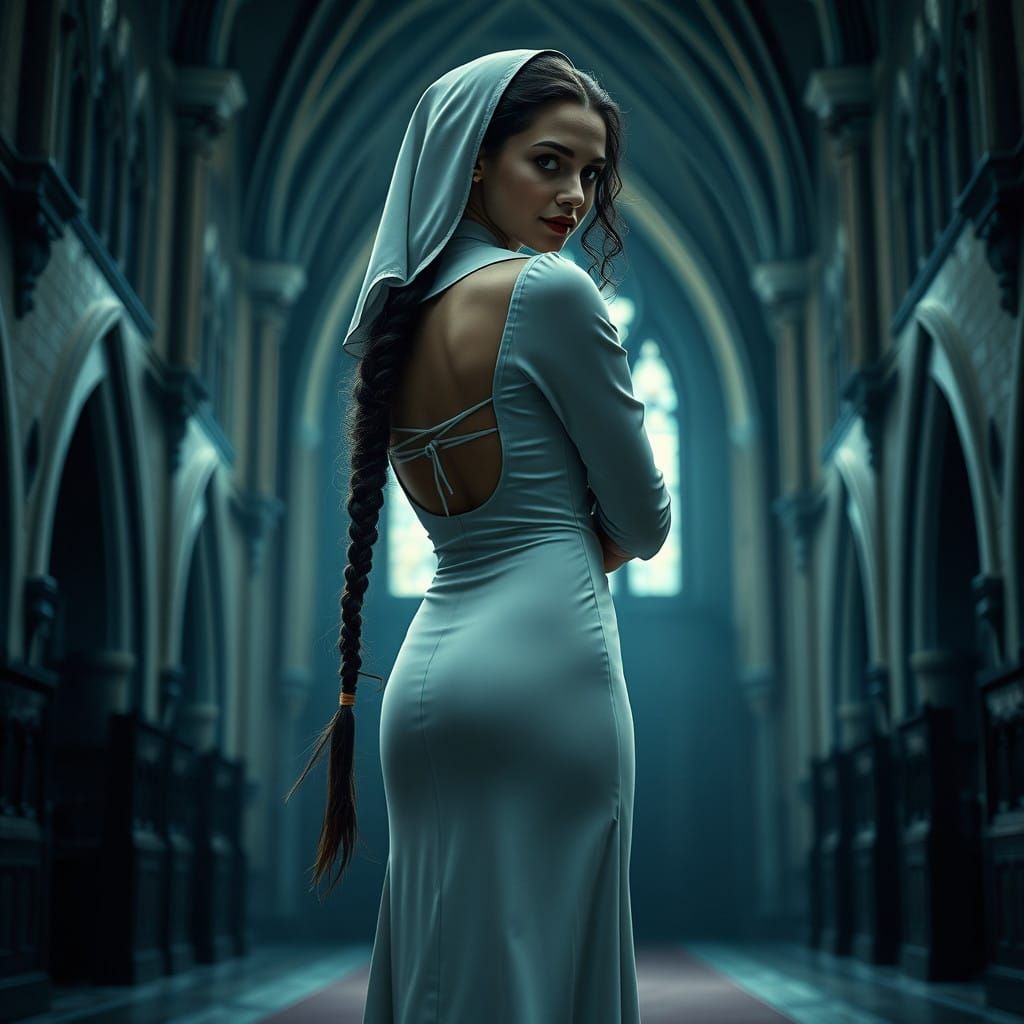 Surreal Gothic Nun with Sarcasm Flickers to Life