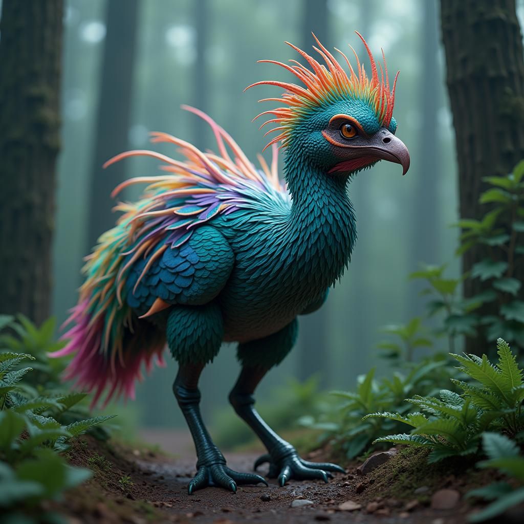 zazu reimagined as a Jurassic predator