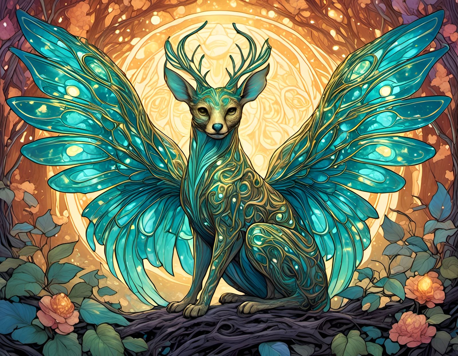 Luminous Voyager: Cosmic Magic in Antlered Flight