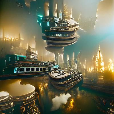 floating city 8k resolution concept art art deco Eldritch de...