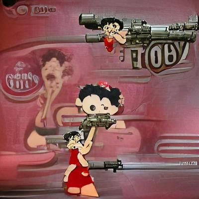 Betty Boop with a submachine gun - AI Generated Artwork - NightCafe Creator
