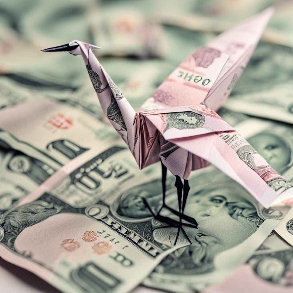 Dollar Bill origami crane  by @Iconoclast