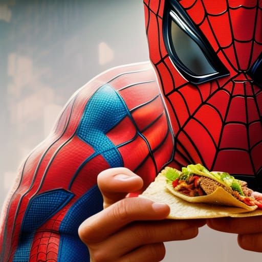 spiderman eating a taco AI Generated Artwork NightCafe Creator