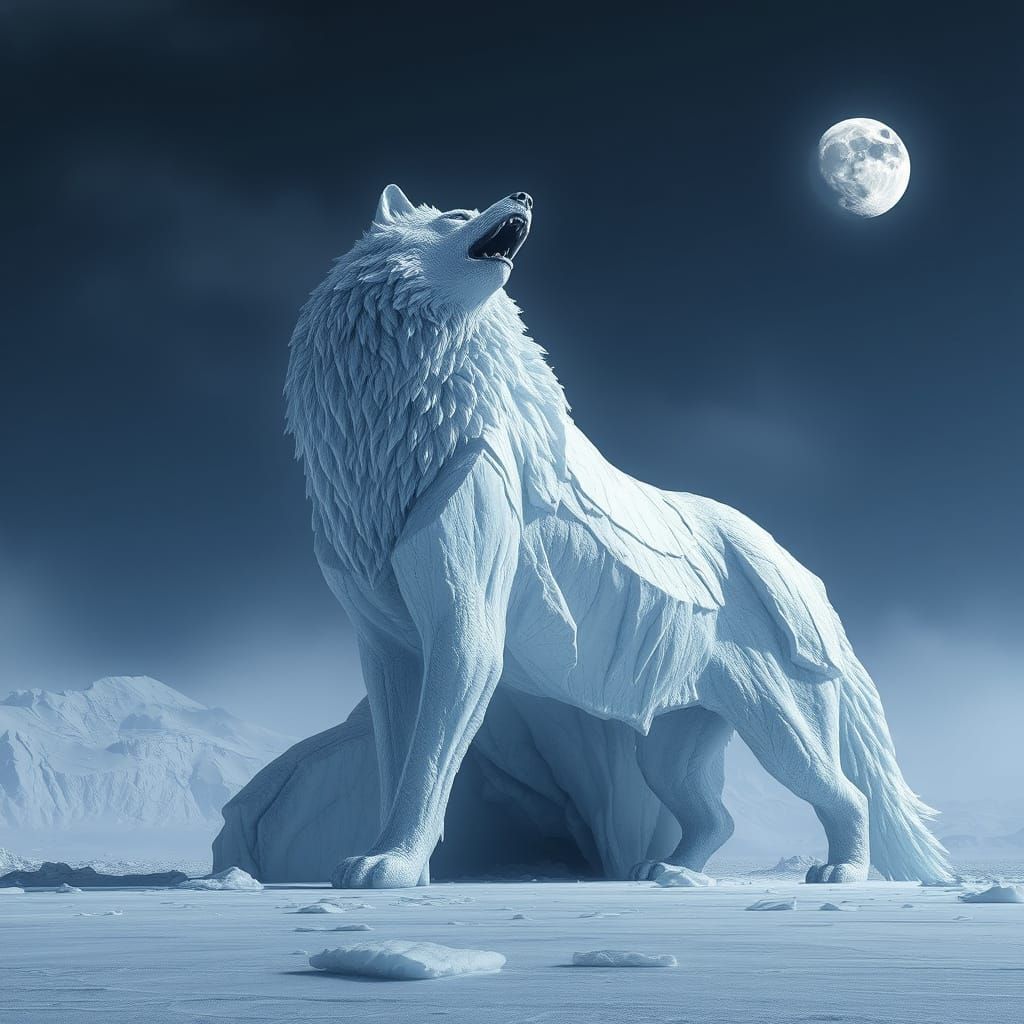 Colossal Crystal Wolf Guardian of the Ice Desert