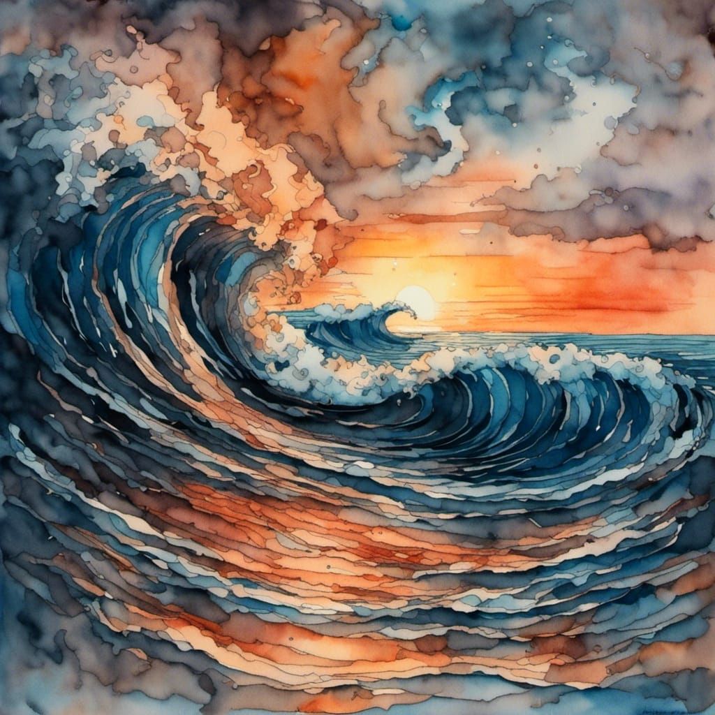 <lora:Tea stain paper:1.0> Ocean waves v2