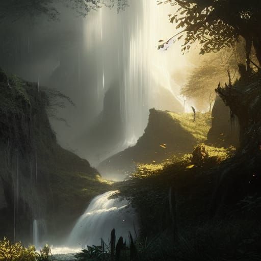 Waterfall - Morning - Dew - Sun
