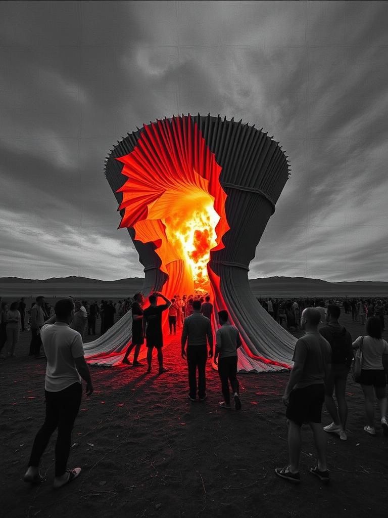 Imploding Man Portrait in Dadaist Style