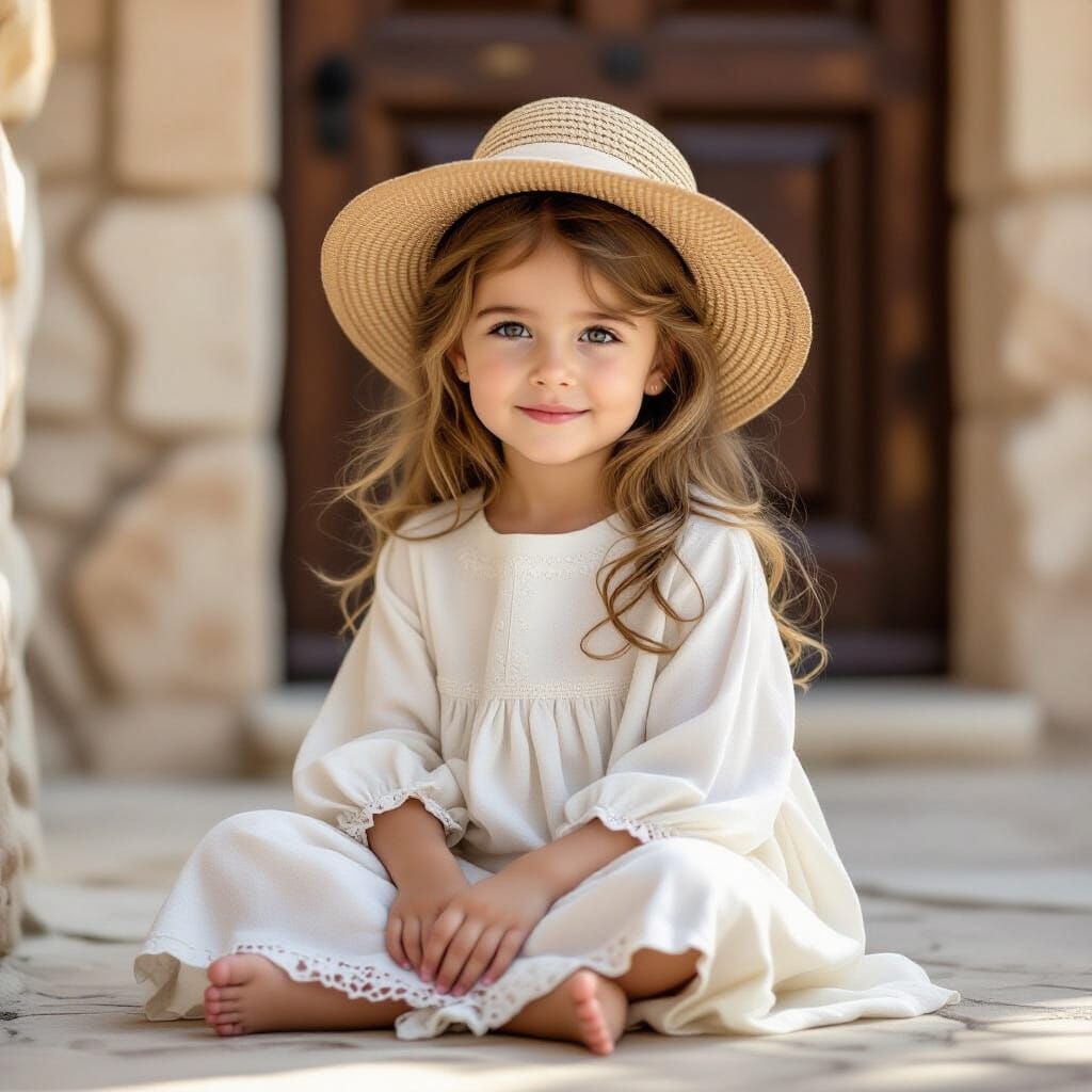 Cute Little Girl with Long Hair