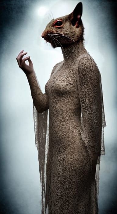 Squirrel in lace dress