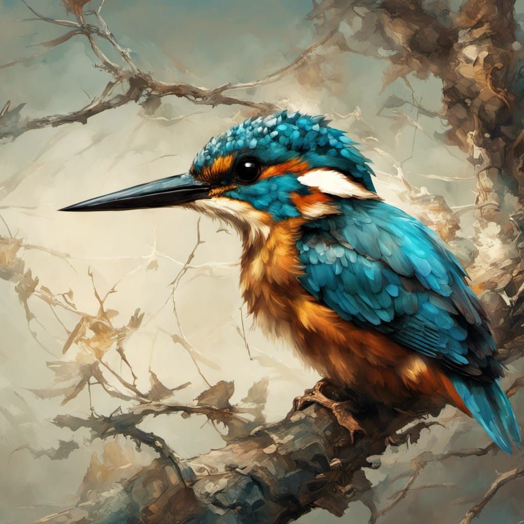 Kingfisher in a tree   by @QueenKittyKat