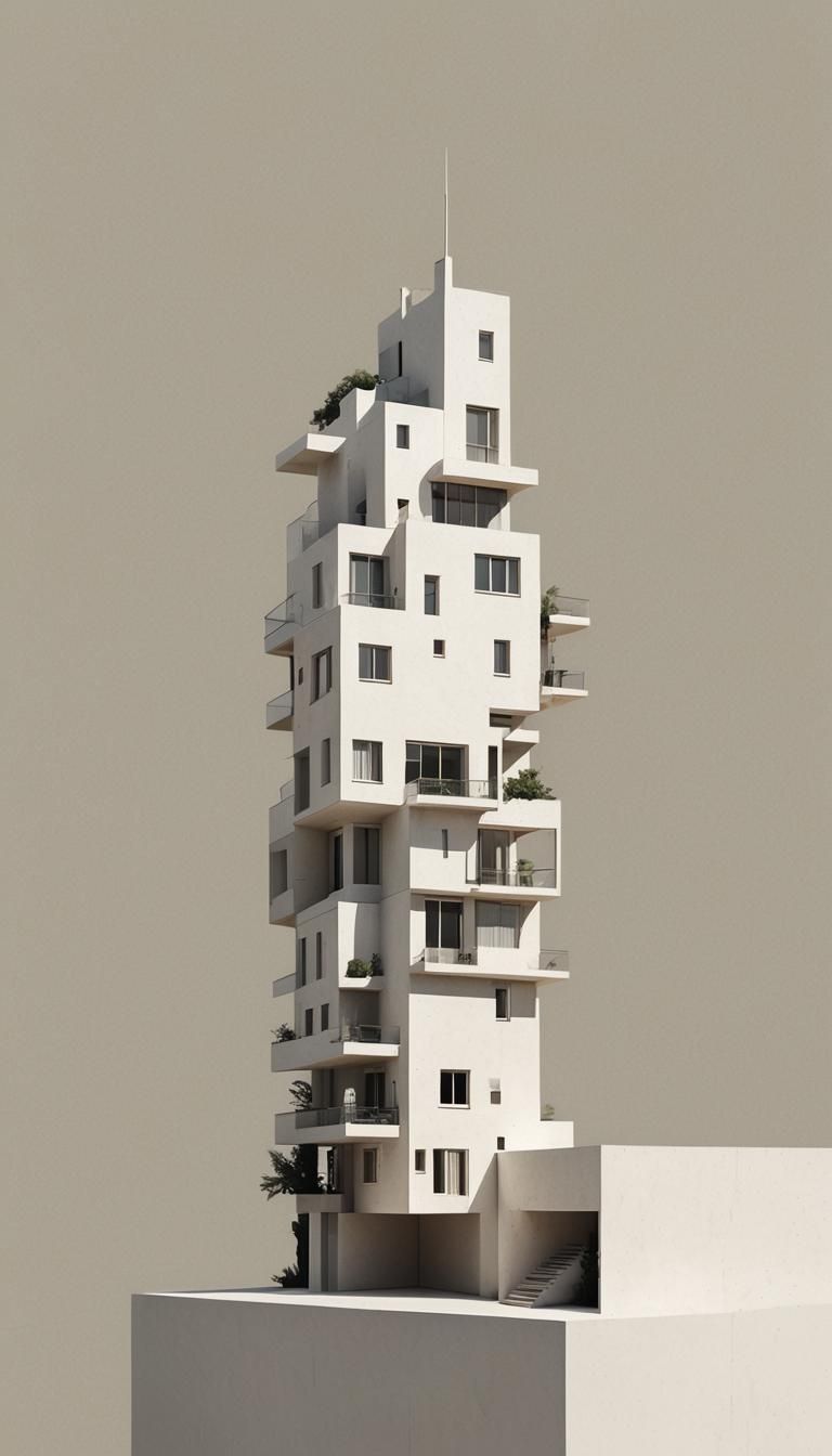 Simple architecture, minimalism, concept art, collage aesthe...