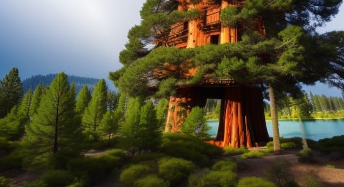 Giant Sequoia tree house, tower, Backpropagation algorithm o...