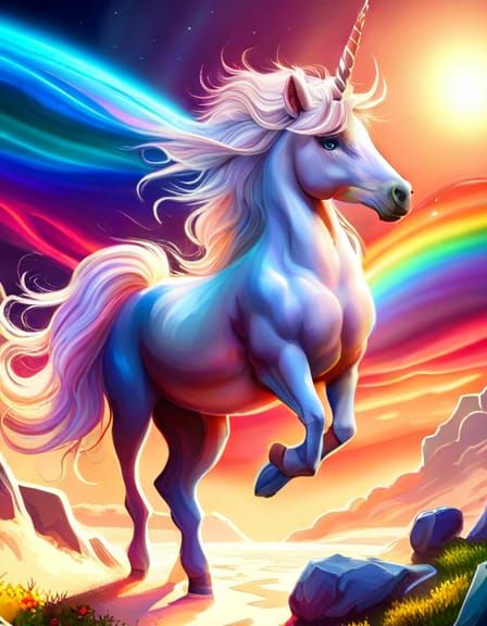 Rainbow unicorn - AI Generated Artwork - NightCafe Creator