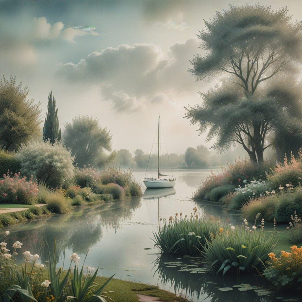 A Lone Sailboat  by @A Secret McDaniel