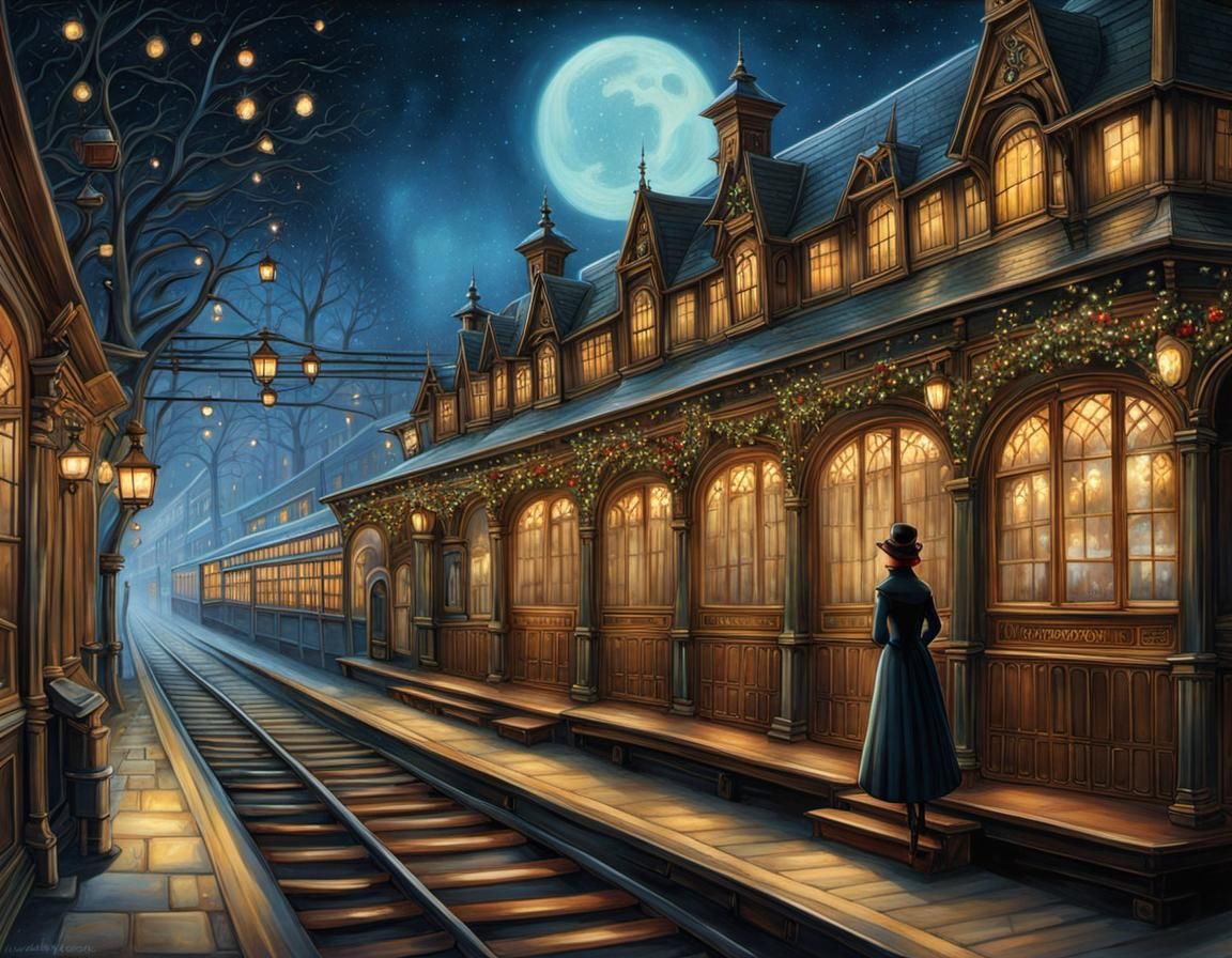 waiting for the train - AI Generated Artwork - NightCafe Creator