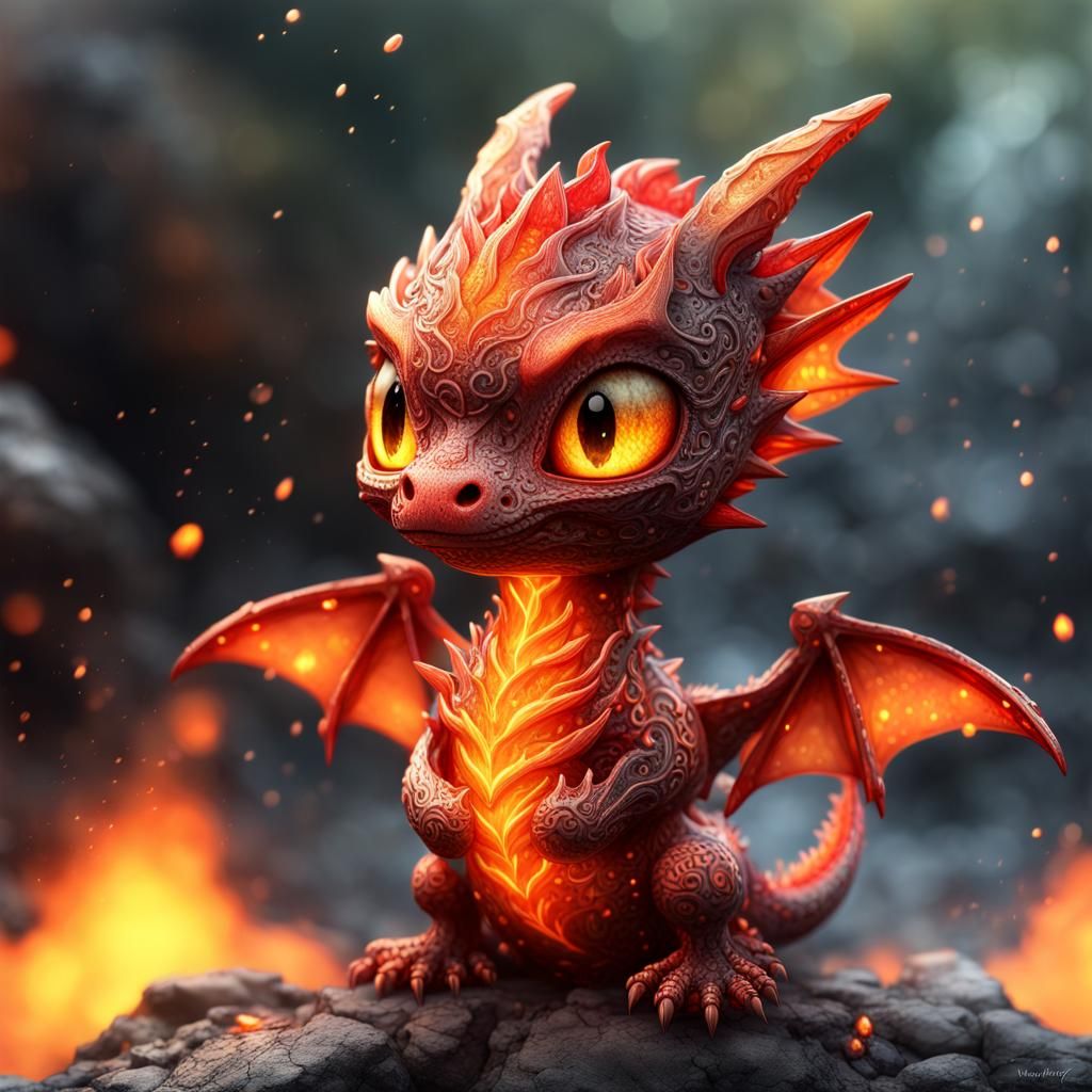 Baby flame dragon  by @lokicheddar