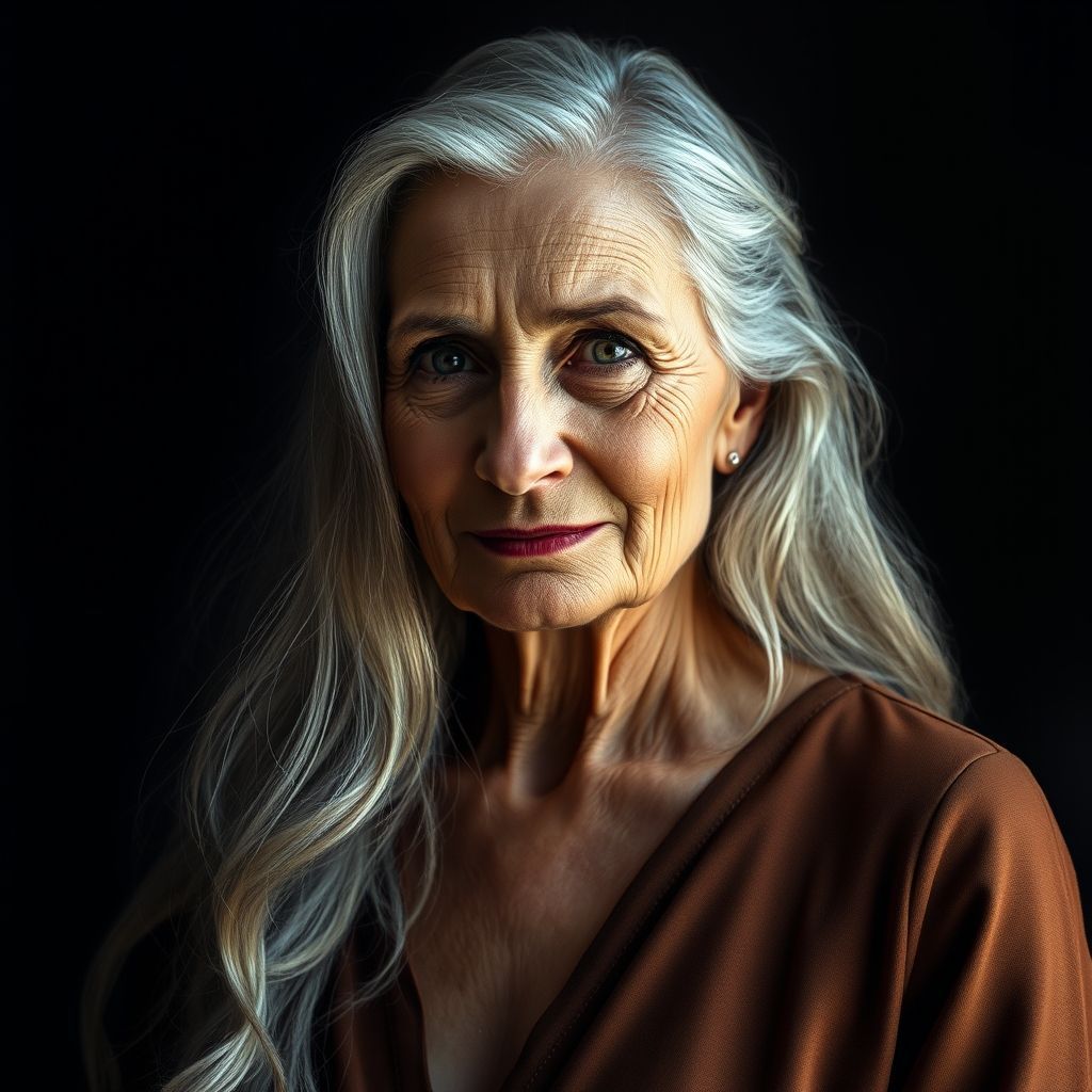 A portrait of a mature woman