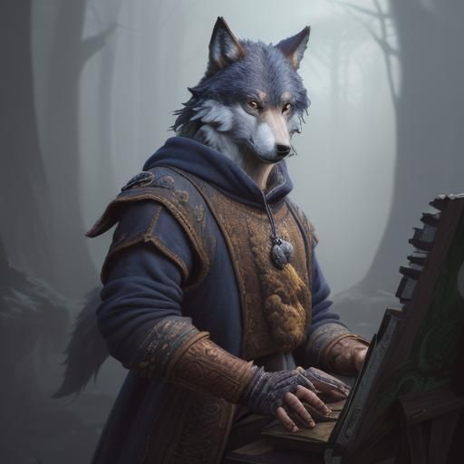Librarian wolf  by @Circe Invidiosa