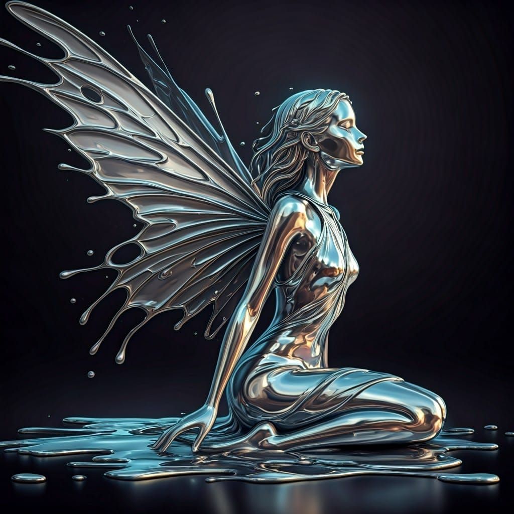 Shiny silver chrome fairy  by @Maggie_Dishlock