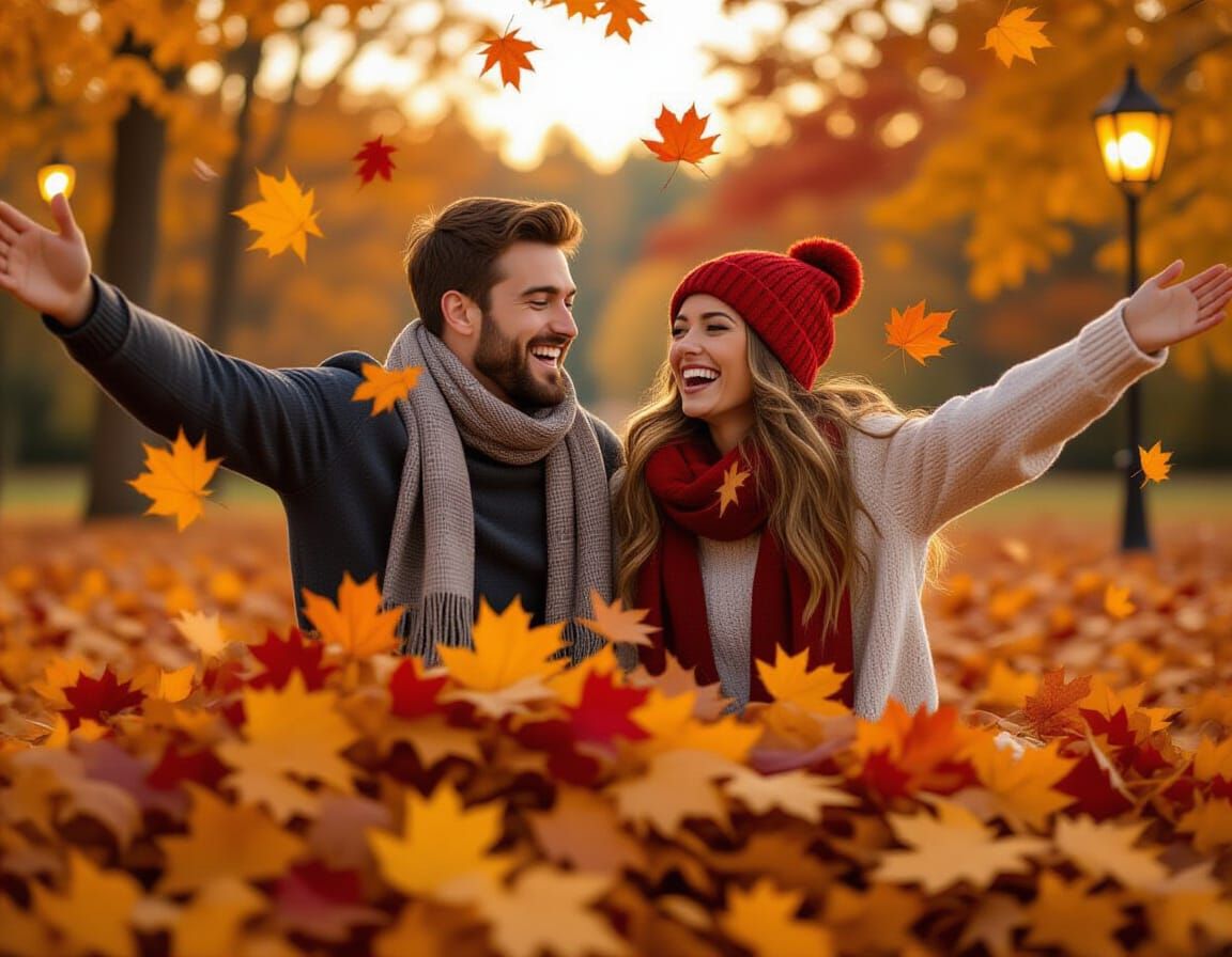  We jumped into the pile of leaves like kids!!  by @Andrea Angel