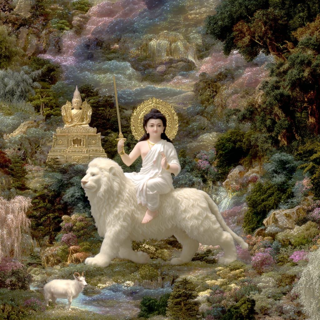 Manjushri Seated Upon Lion