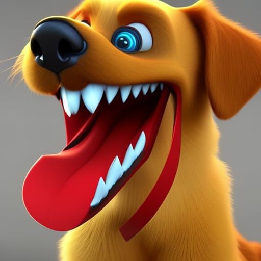 Golden Retriever with Red Collar, Pixar-Style 3D Art