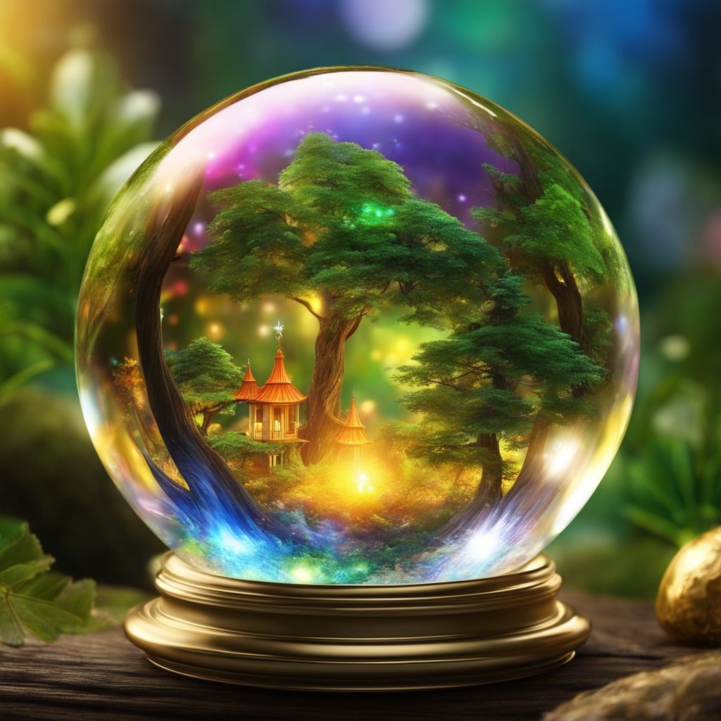 Glass orb with a miniature house