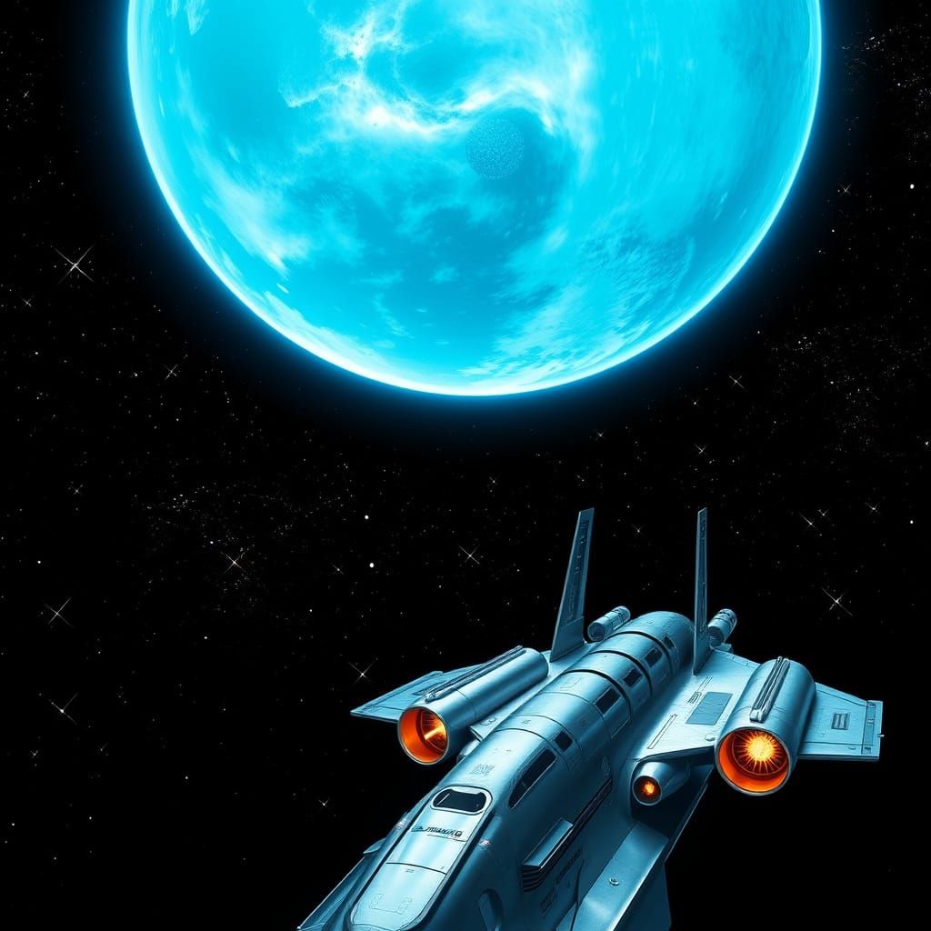 Surreal Cosmic Odyssey in Syd Mead-Inspired Futuristic Style