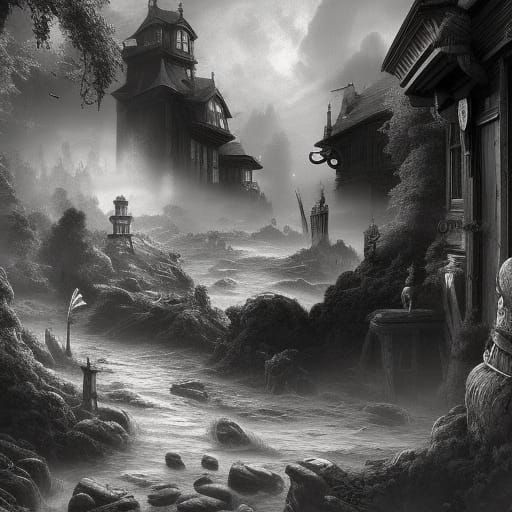 Black and White Pictures from the Olden Days 2 AI Generated Artwork