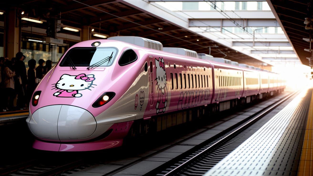 Hello Kitty bullet train at Shin-Osaka station.  by @Sporky
