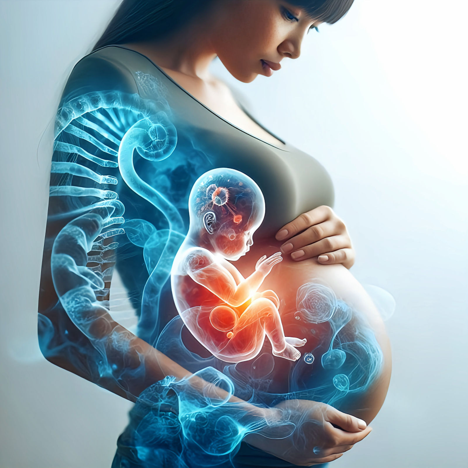 Double Exposure Mother and Baby