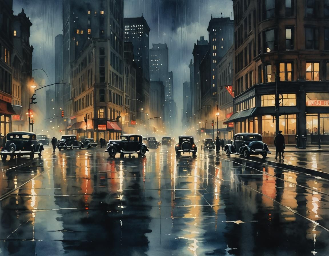 Rain in Chicago 1930s  by @MP