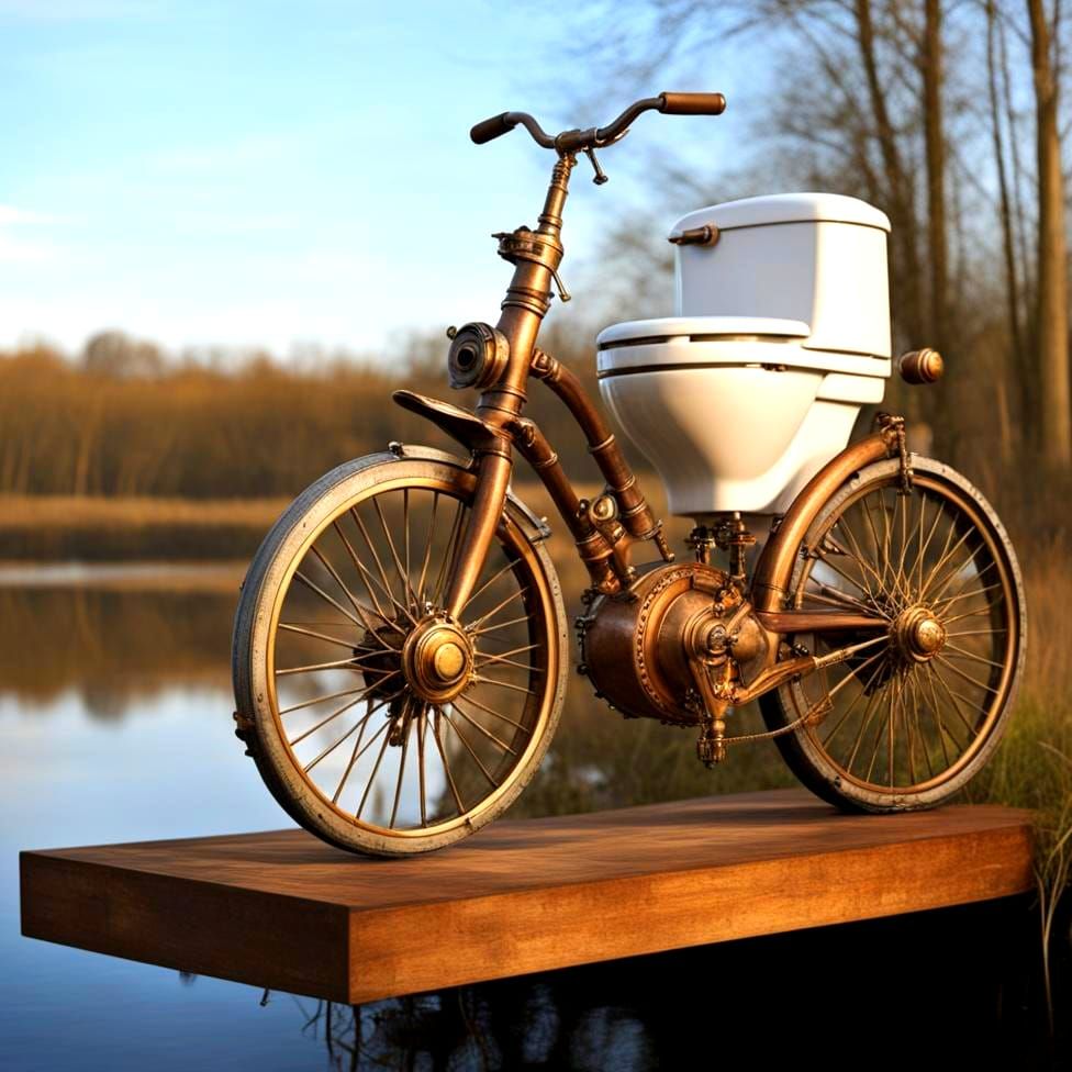 Steampunk Toilet Bicycle Engine