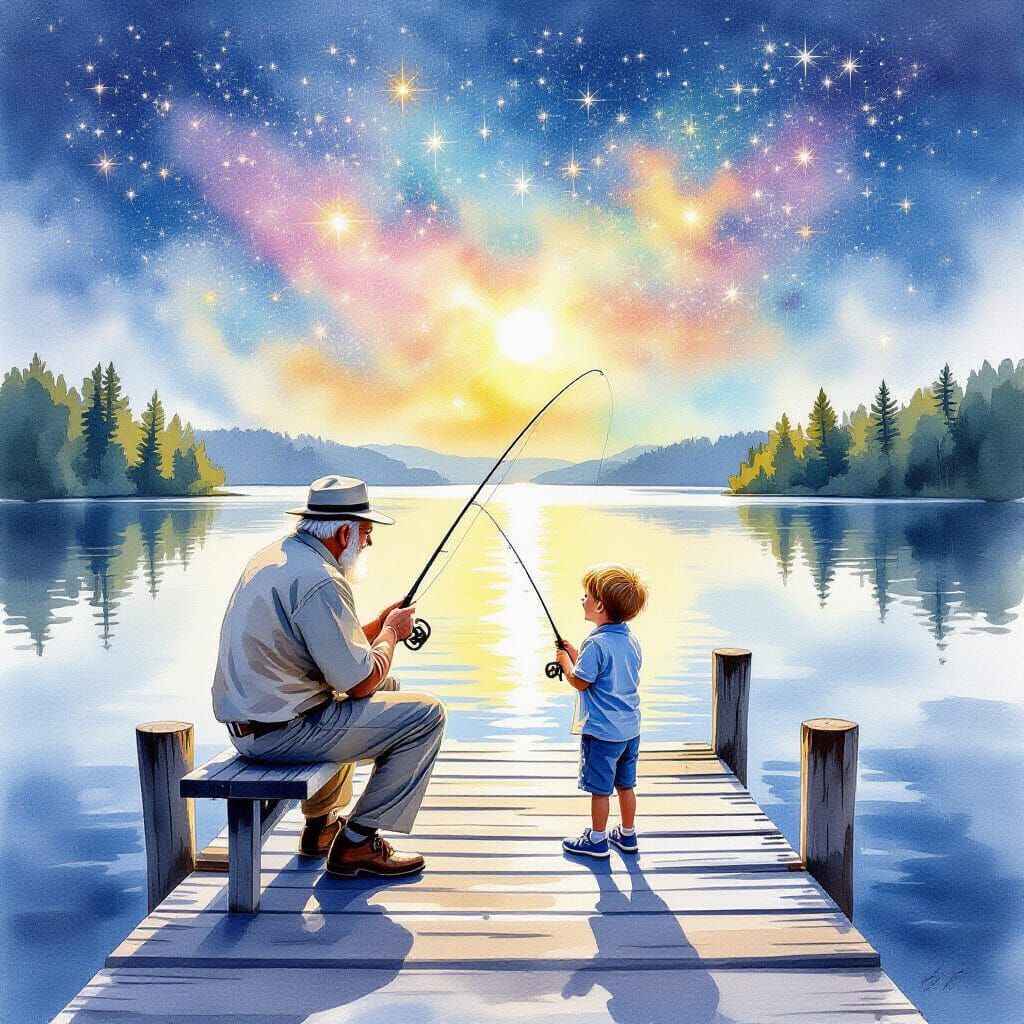 Fishing with Granddad  by @Peardrop