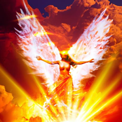 Fire angel in heaven - AI Generated Artwork - NightCafe Creator