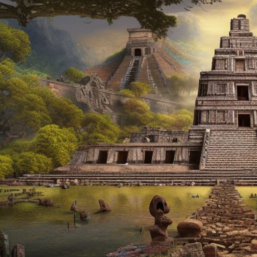 Ancient and decayed Aztec Temple, 8k resolution, a masterpiece, 35mm ...