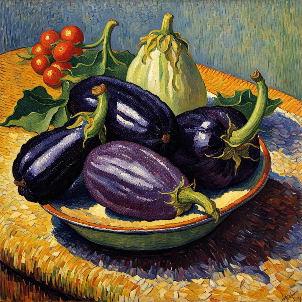 Pointillism eggplants, Vincent Van Gogh