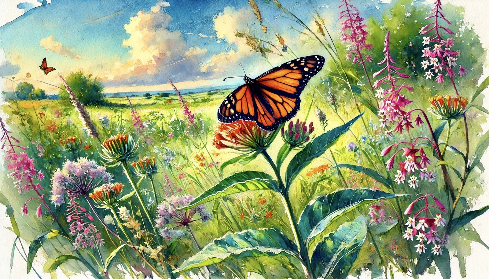 Monarch Butterfly on Milkweed