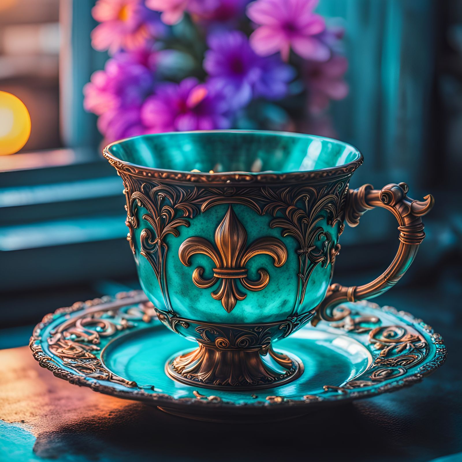 Fleur de lis teacup   by @Heavy metal fleur de lis