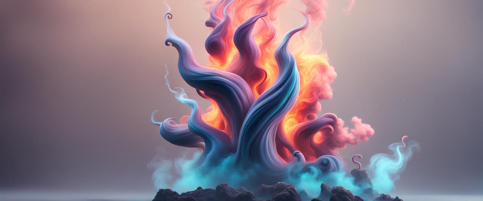 The object is made of colored smoke, detailed matte painting...
