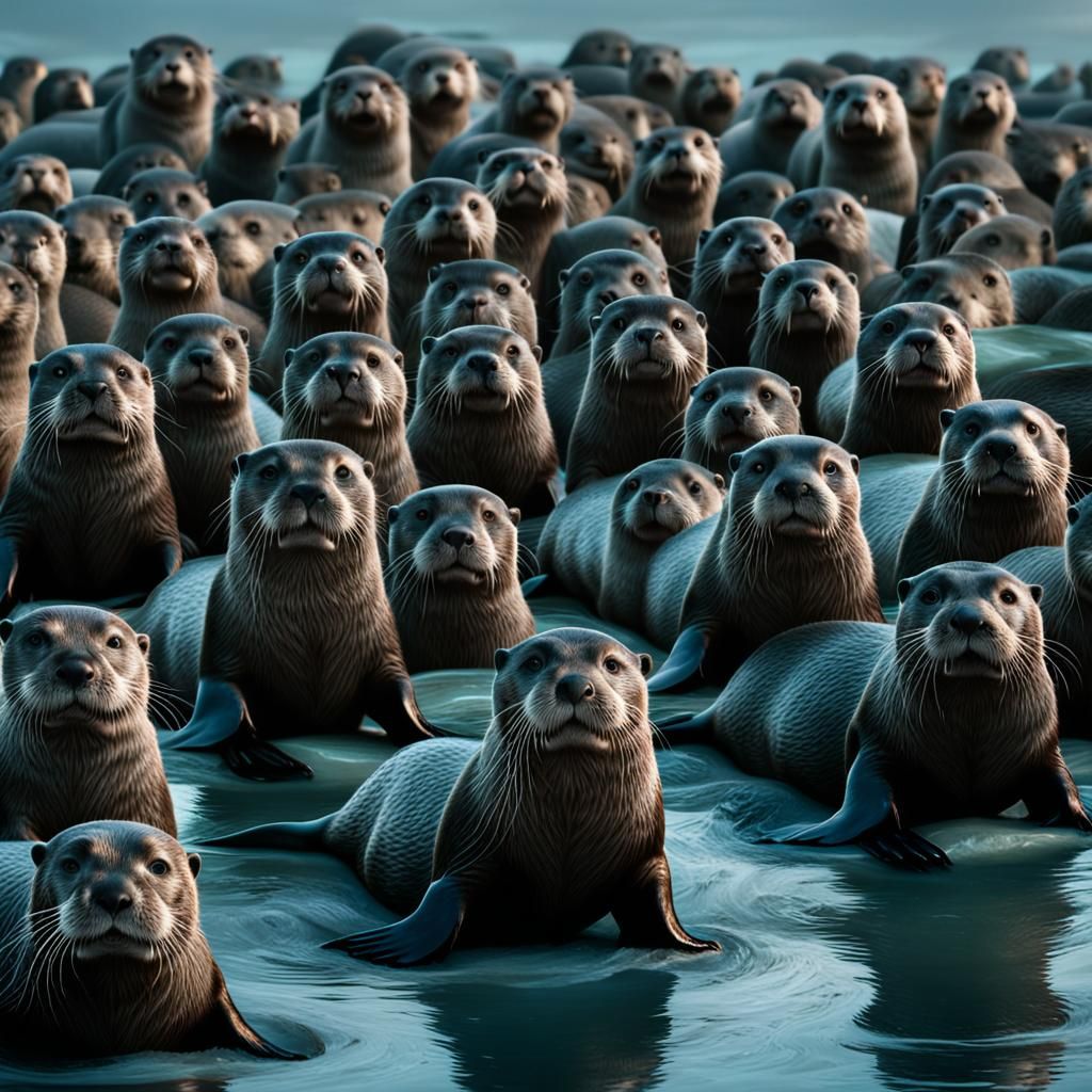 An Army of Otters Marching on a group of Seals - AI Generated Artwork ...