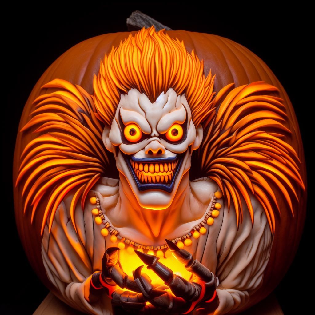 Pumpkin Carved Ryuk from Death Note