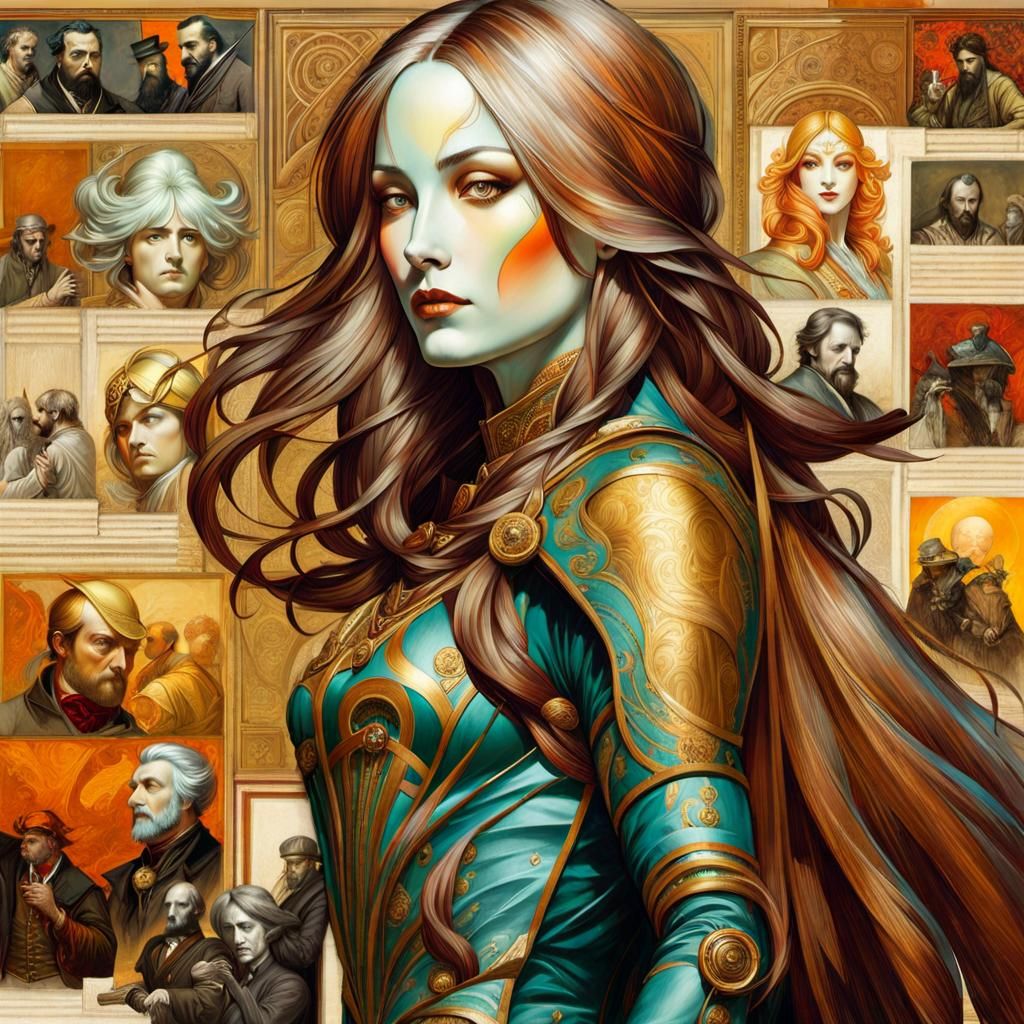 ultradetailed and hyperrealistic Art Nouveau-inspired digita...