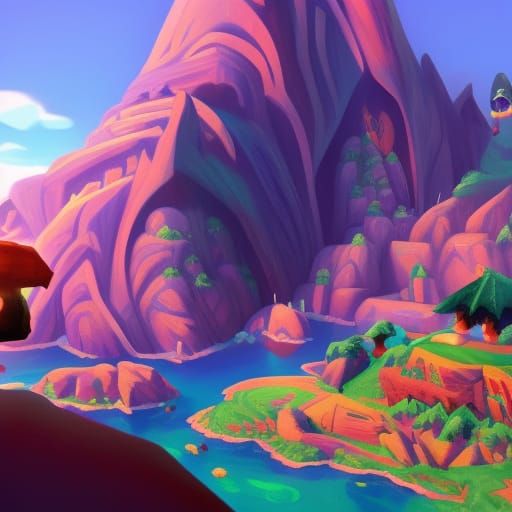 Videogame Mountain Level AI Generated Artwork NightCafe Creator